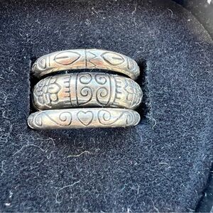 3 BRIGHTON Engraved Etched Scroll Flower Sterling Silver Stackable Rings Sz 6